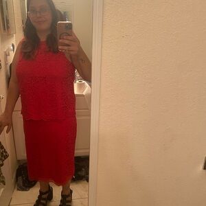 Elle Red Lace top and skirt